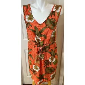 Palmwave Hawaii Womens Medium Rayon Sundress Orange Green Tropical